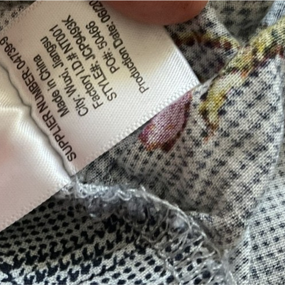 Knit Works Pants Womens 10 Blue Plaid Floral Embroidered Cropped Wide Leg Boho - Picture 10 of 10